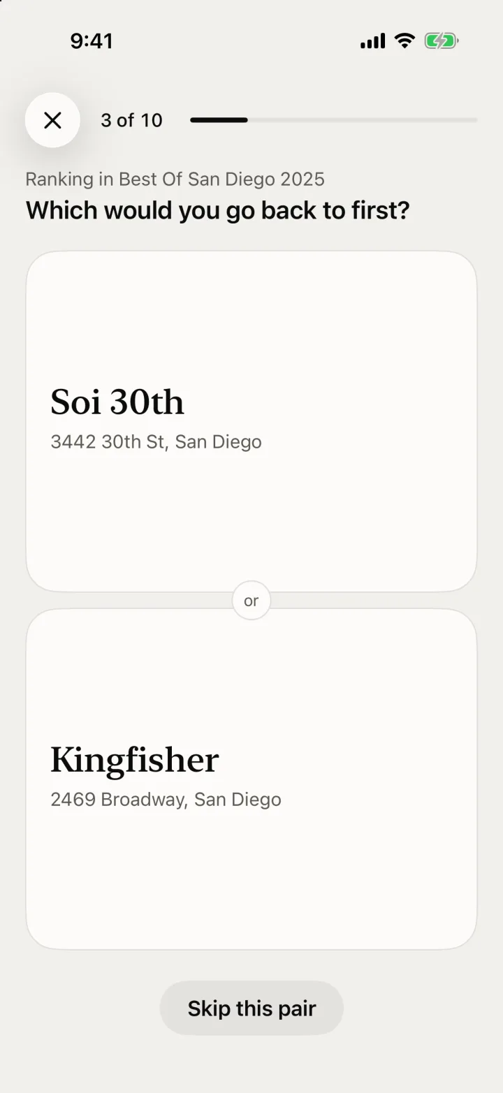 A head-to-head: which would you go back to first, Soi 30th or Kingfisher?
