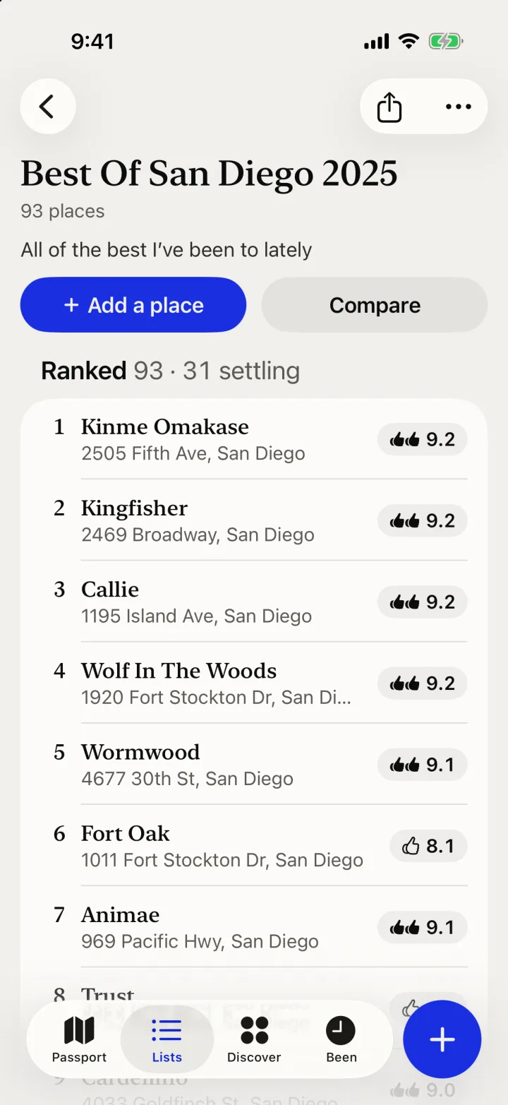 The list Best Of San Diego 2025, ranked, Kinme Omakase first
